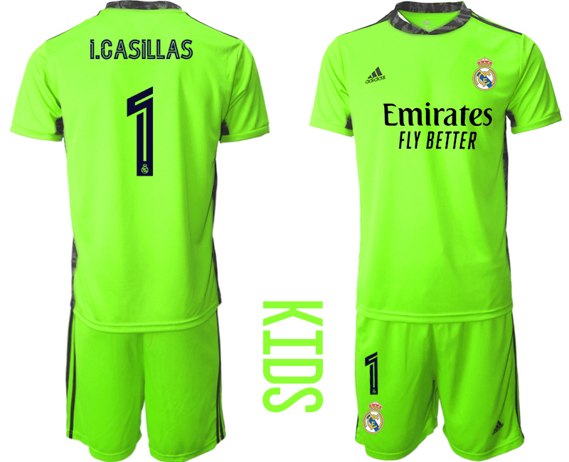 Youth 2020-2021 club Real Madrid fluorescent green goalkeeper #1 Soccer Jerseys2->->Soccer Club Jersey